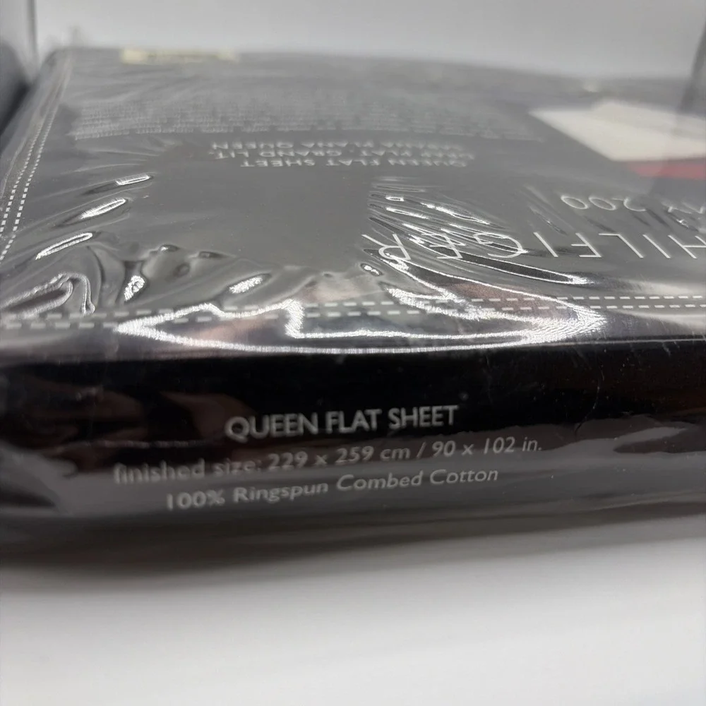 Vtg Tommy Hilfiger TOMMY 200 Queen Flat Sheet Navy Blue 100%Ring Spun Cotton NIP